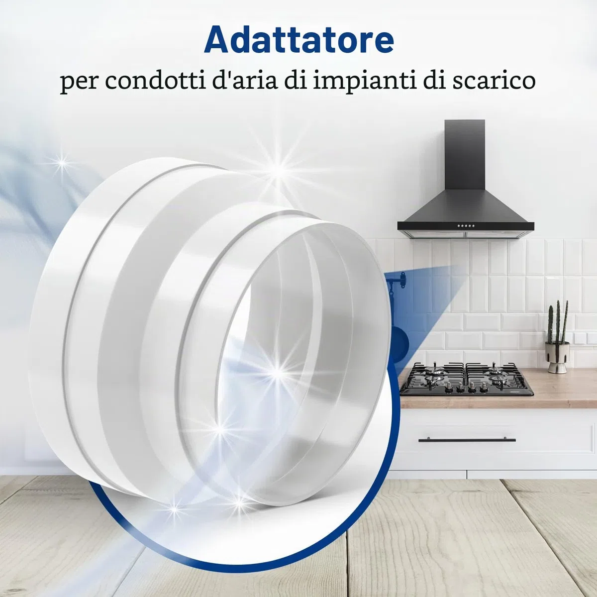VIOKS Adattatore Tubo di Scarico 150 mm - 125 mm, Riduttore per Cappa Aspirante, Connettore per Tubo di Ventilazione in PVC