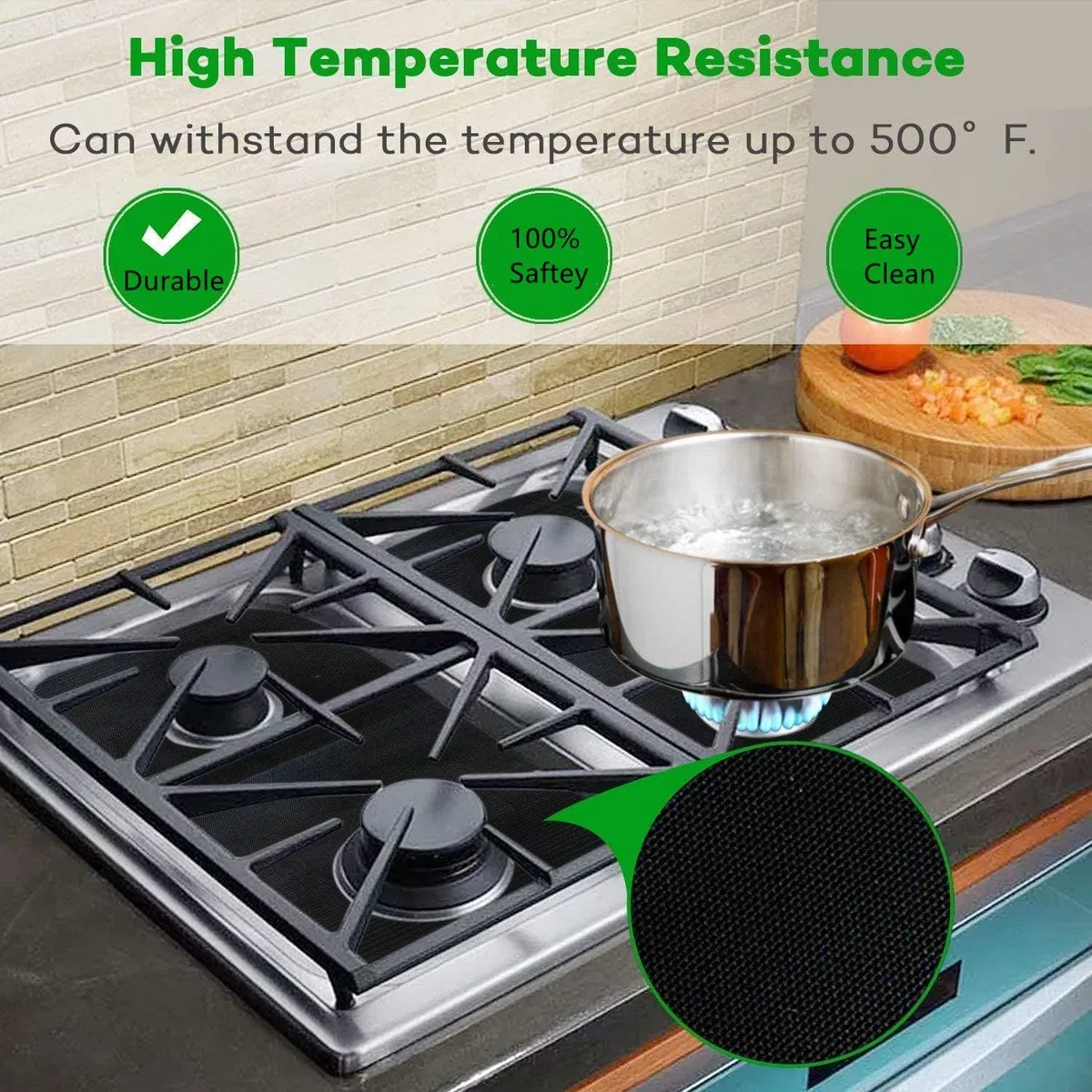 10 PCS Proteggi Fornelli Cucina, Protezioni per Fornelli a Gas, Coperchio Piano Cottura, Doppio Spessore,Rivestimento Antiaderente, Copri Piano Cottura,Rivestimento Cucina (Argento)
